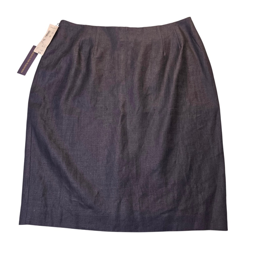 Classiques For Nordstrom Womens Skirt 14 Black Linen‎ Pencil Lined Midi NWT VTG